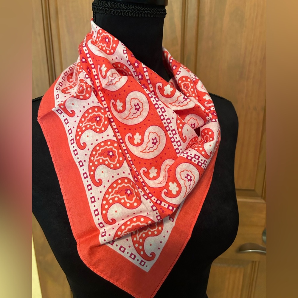 Dark Coral Paisley Bandana Scarf